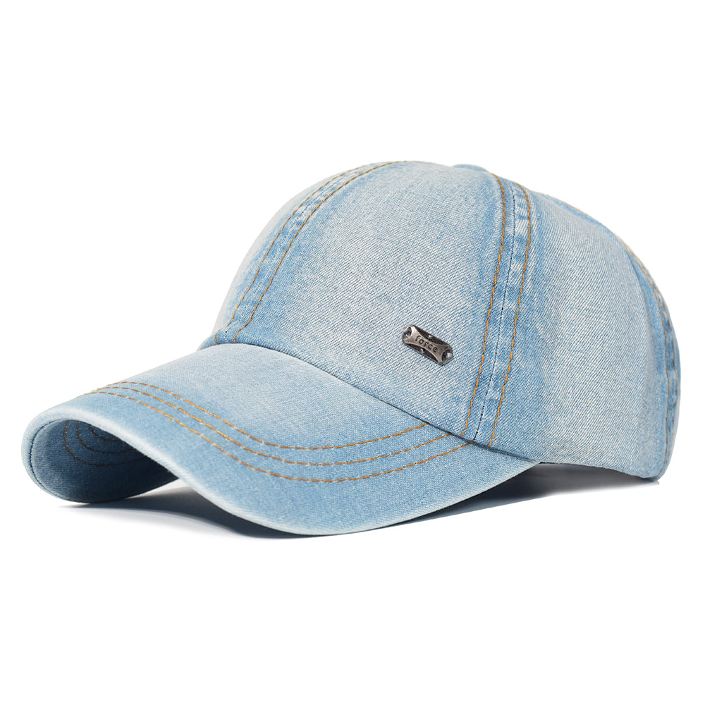 Adjustable Trucker Style Baseball Cap, Vintage Washed Cotton Dad Hat Men Women, Denim Low Profile Cap