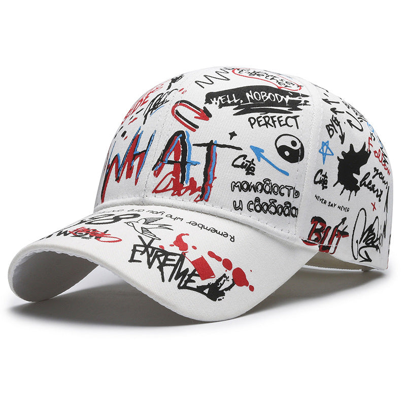 FS Street Hip Hop Graffiti Baseball Cap for Men Women, Black White Summer Trucker Hat, Stylish Luxury Brand