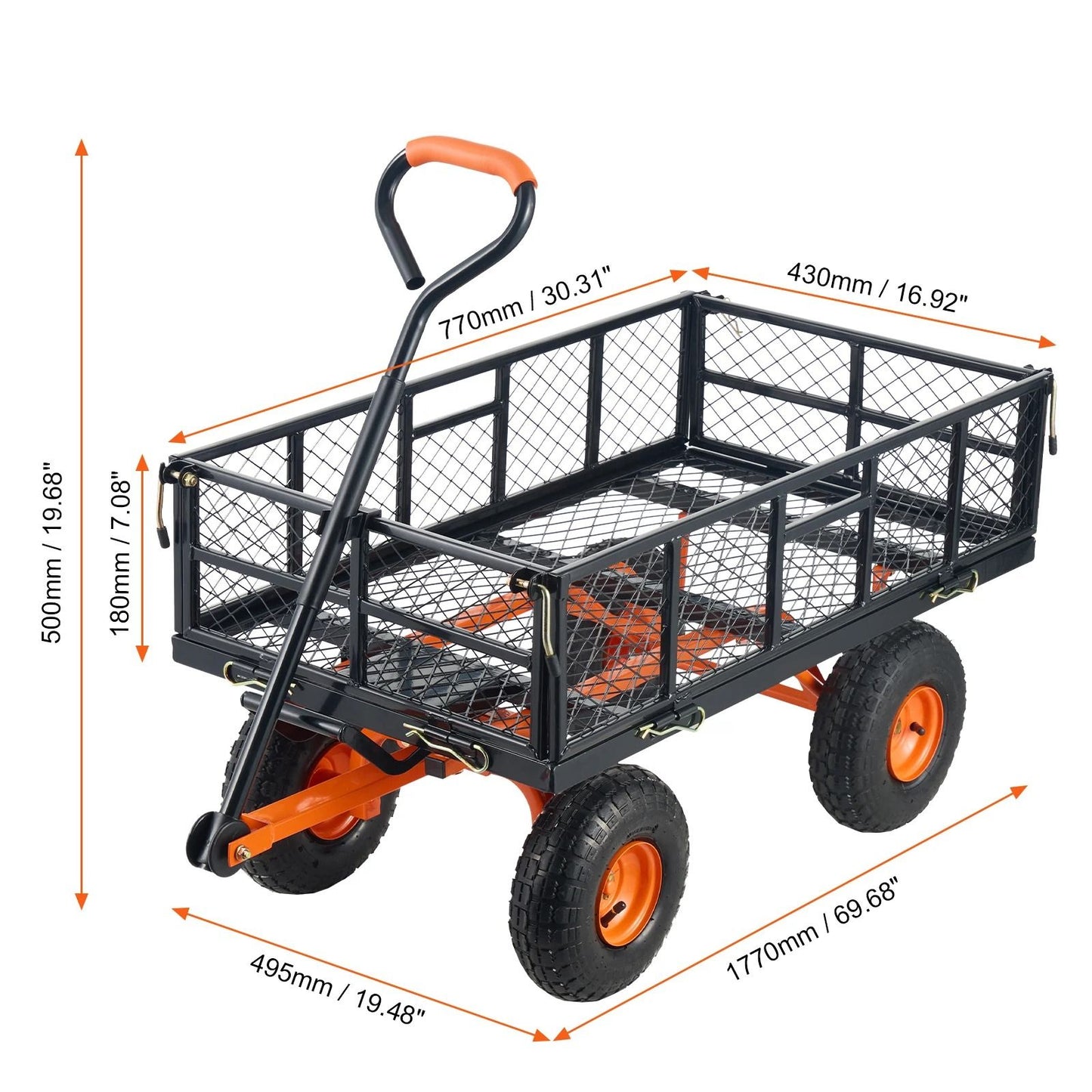Heavy Duty Metal Garden Utility Cart With Dump Feature And High Load Capacity 5
