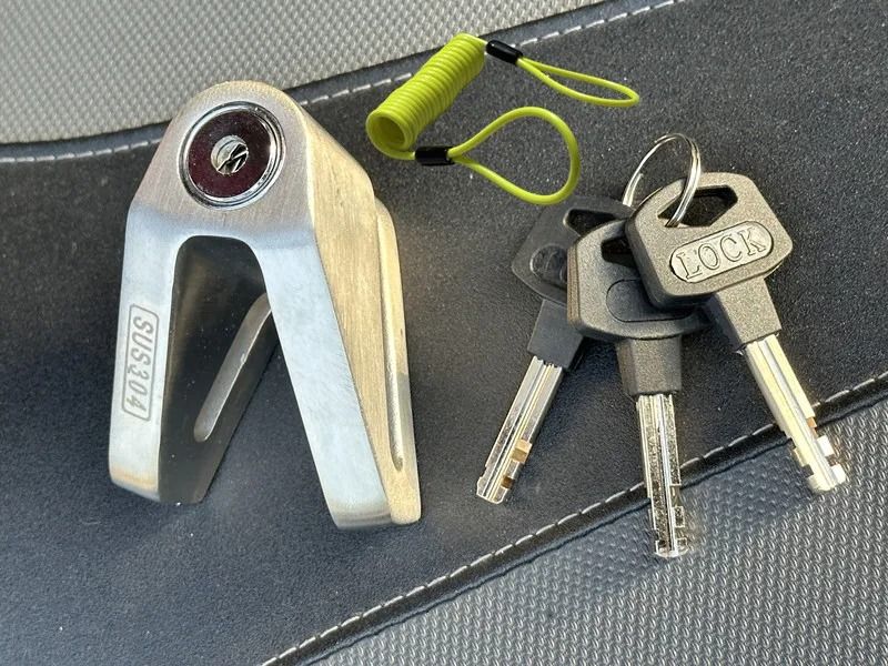 Falante 304 Stainless Steel Motorcycle Bicycle Brake Disc Lock Waterproof Anti Theft With Spare Key 5
