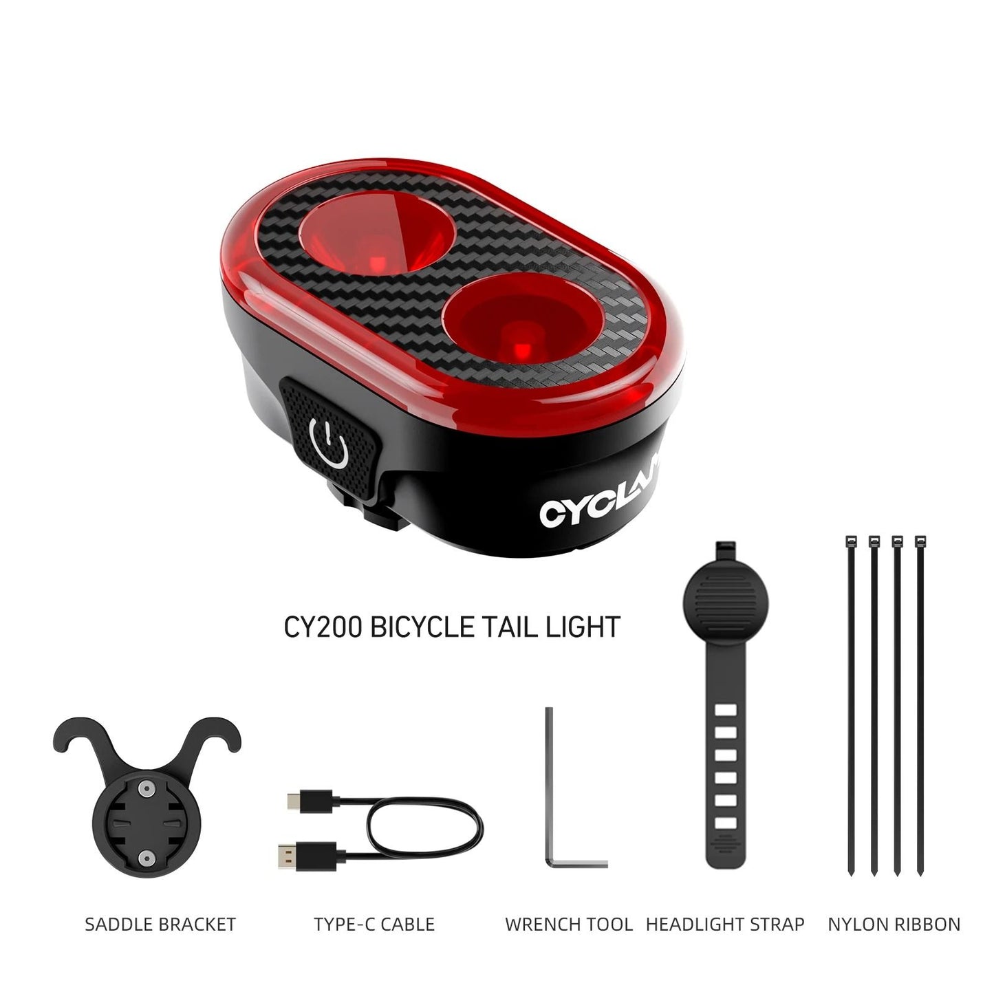 CYCLAMI CY300T Bicycle Smart Brake Sensing Front Rear Light Set 8
