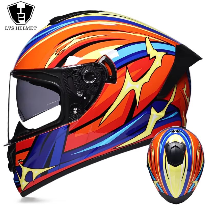 AllSeason FullFace Motorcycle Helmet With Double Visor Winter Warm Racing Protection 23
