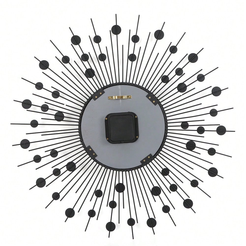 Large Sun Design Crystal Wall Clock, Crushed Diamond Modern Home Decor, Elegant Silent Quartz Clock