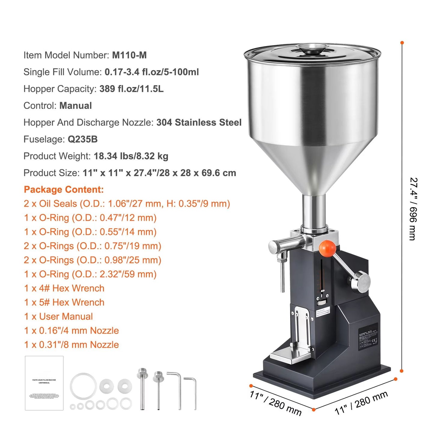 Adjustable 5100 Ml Manual Liquid Filling Machine FoodGrade Hopper Bottle Filler 6