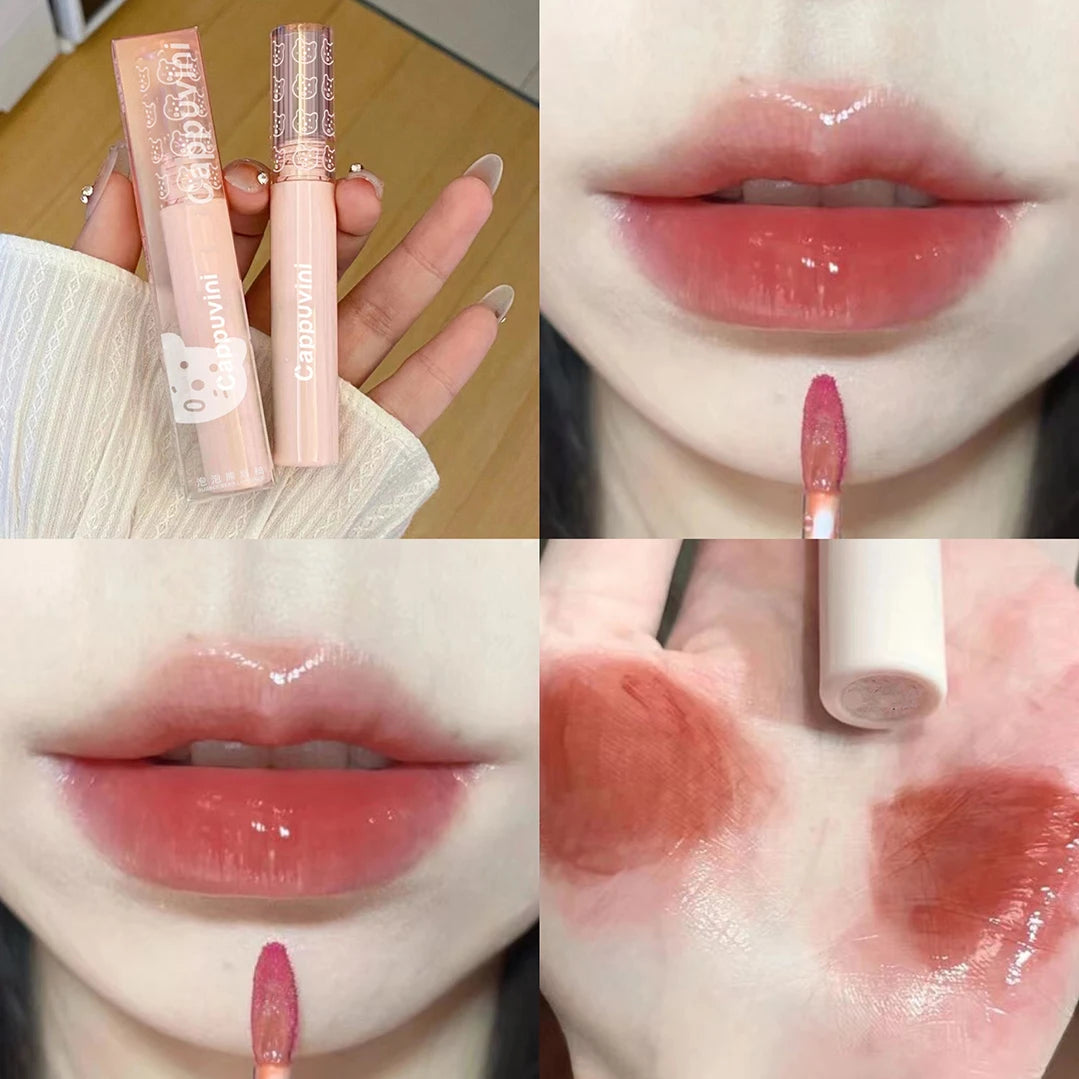 Cherry Pink Mirror, Water Lip Gloss Lip Glaze, Transparent Glass Lip Oil, Waterproof Liquid Lipstick, Clear Tint Makeup