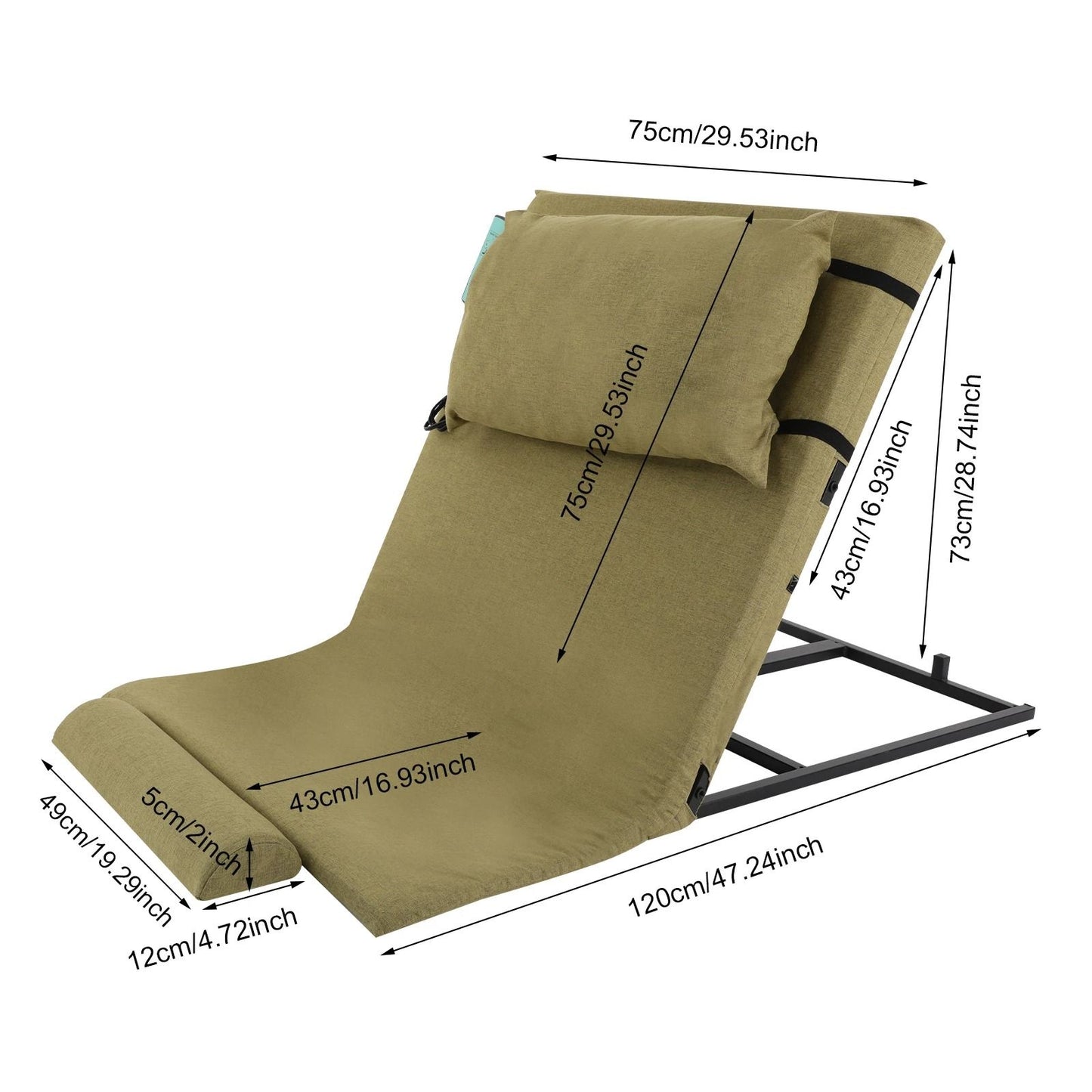 Electric Adjustable Lifting Backrest With Short Cushion And Headrest Wired Remote Control Bed Supp 5