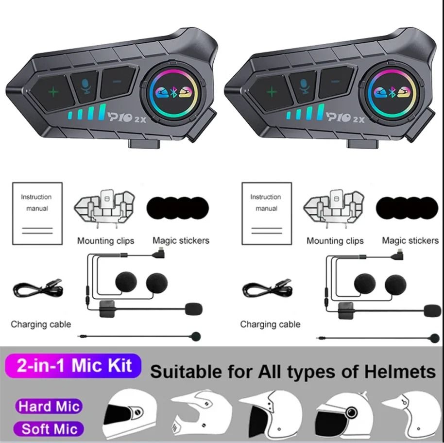Wireless Bluetooth 53 Motorcycle Helmet Intercom Headset Waterproof 300m Speaker And Microphone Set 10