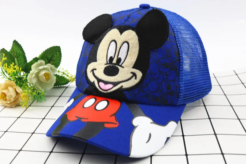 Disney Hat Mickey Baseball Cap, Adjustable Flat Brim Children's Hat, Boys Baby Girls Cartoon Sun Hat Hip Hop Style