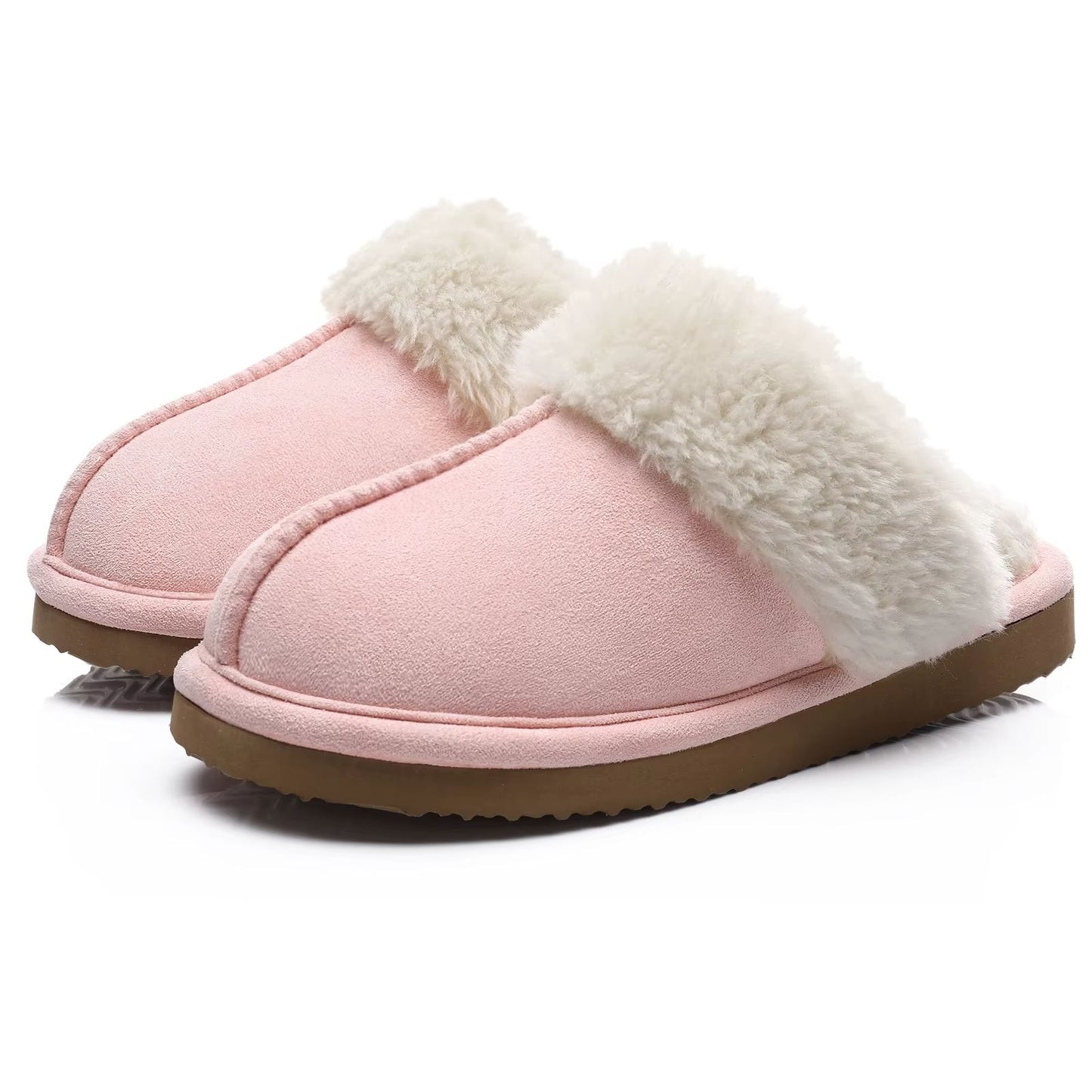 Winter Fuzzy Women Slippers Indoor Outdoor Soft Fluffy Suede House Shoes With Antiskid Sole 13