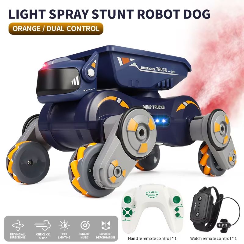 RC Stunt Car 8 Wheel Robot Dog Remote Control Toy With Lights Spray And Gesture Sensing 10