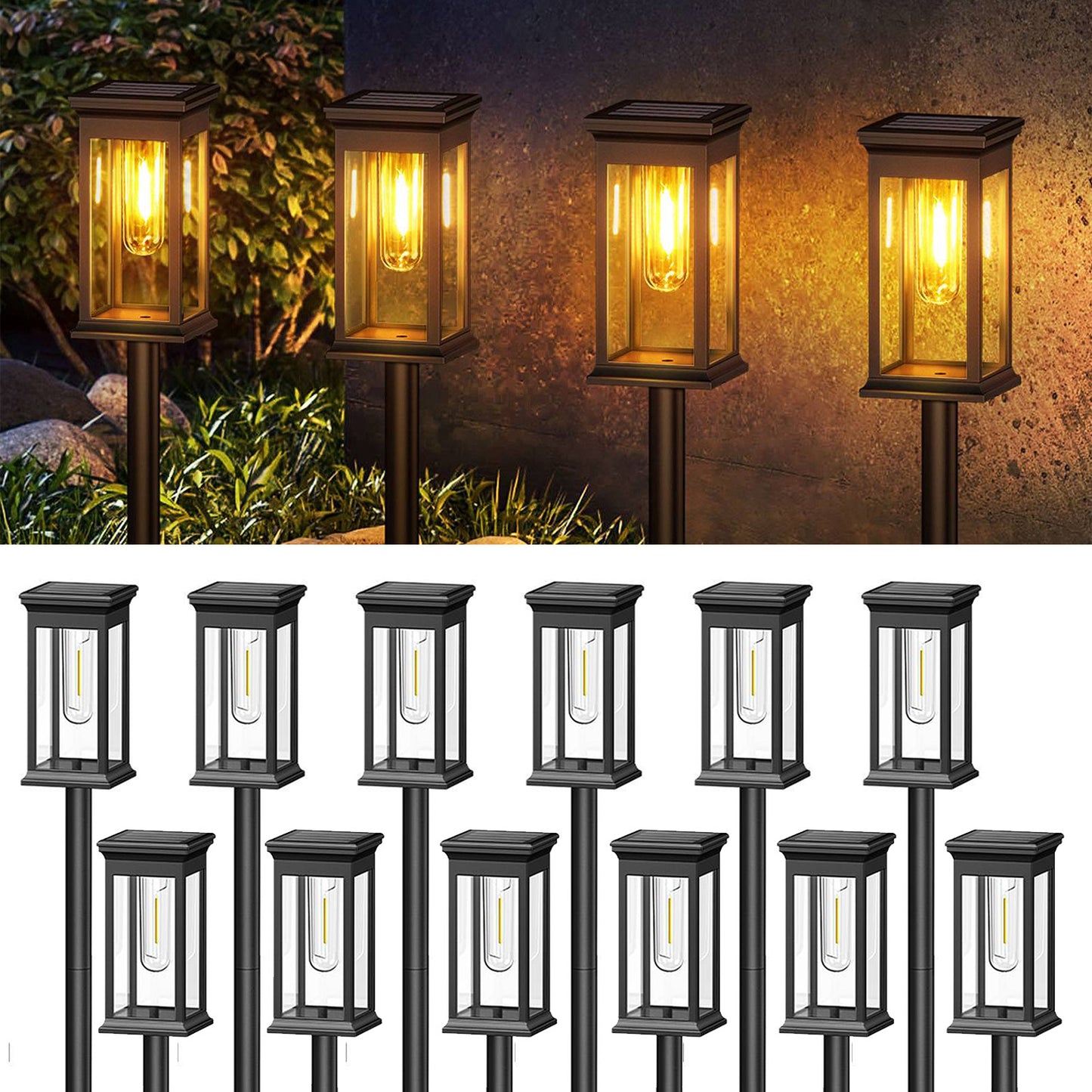 Solar Lights Upgraded 2700K Warm White Super Bright 12Hrs Waterproof For Yard Garden Patio Path Lig 7