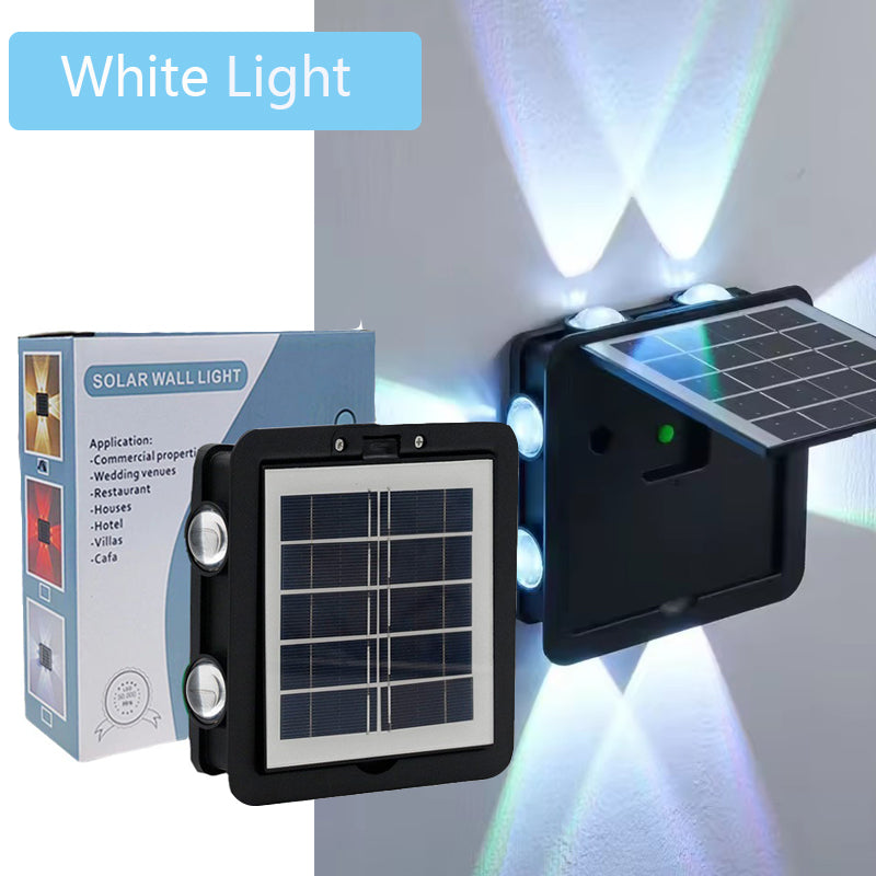 4 Sided Luminous Solar Lights Outdoor Waterproof Floodlight, Garden Courtyard Atmosphere Wall Lamp for Porch Yard