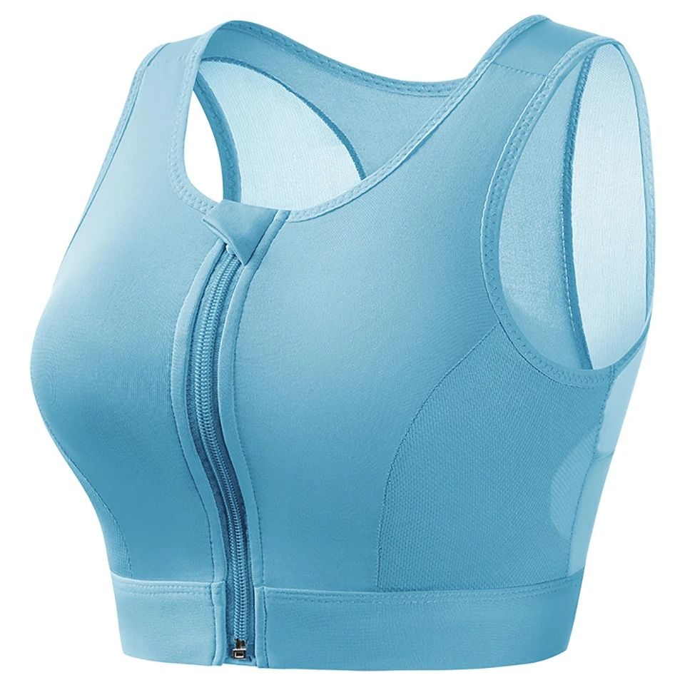 Plus Size High Impact Zip Front Sports Bra Wireless Support 10
