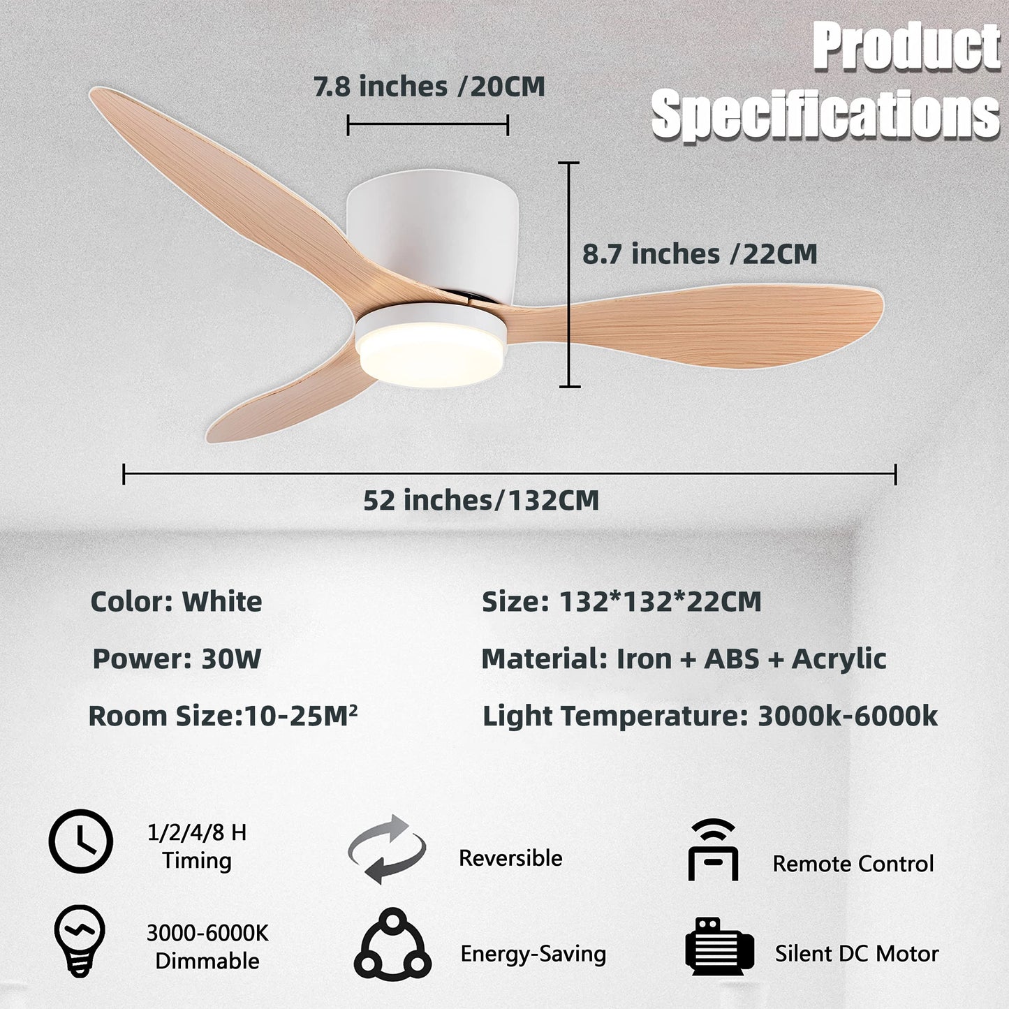 Modern LED Ceiling Fan With Light Silent DC Motor Speed Electric Fan Remote Nordic Flush Mount Cei 7