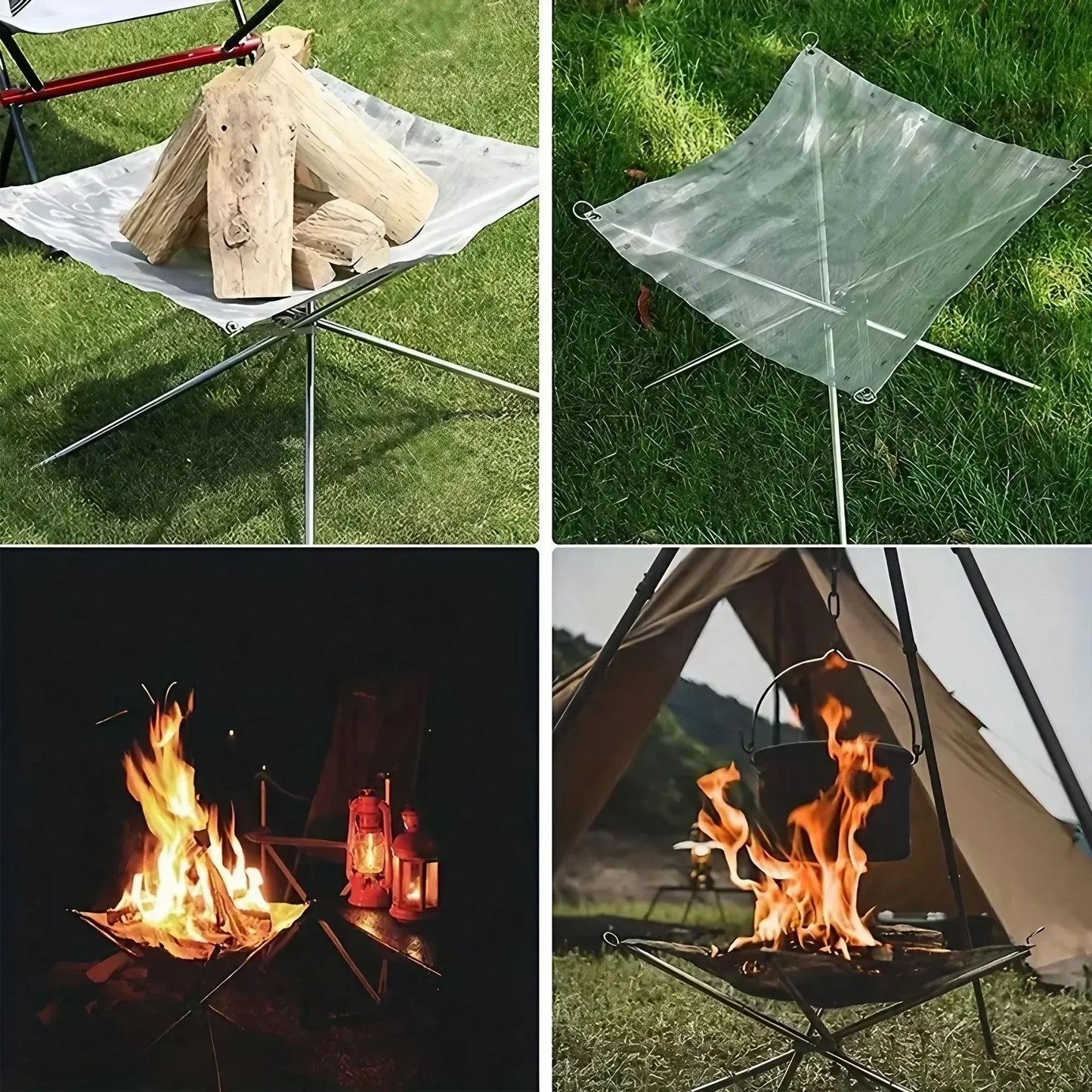 Folding Portable Steel Mesh Camping Fire Pit With Carrying Bag 5