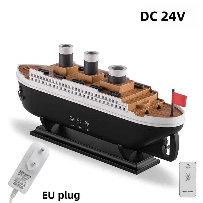 Titanic Ship Model Air Humidifier, Remote Control Essential Oil Diffuser with Jellyfish Smoke Ring Spray & Home Aroma