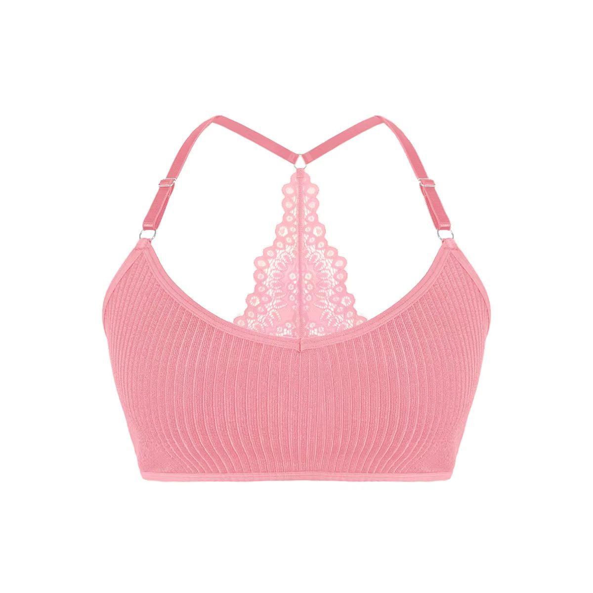 Womens Wireless Ribbed Bra Breathable Backless Camisole Lingerie 7