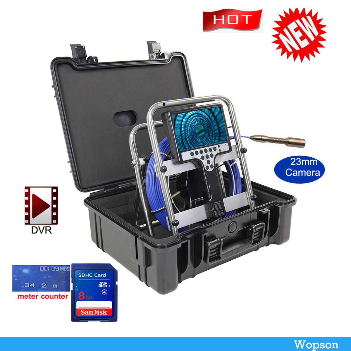 23mm Camera Lens for Sewer Pipe Inspection, 120 Wide-Angle Camera Head with 12 Adjustable LEDs, Sapphire Glass