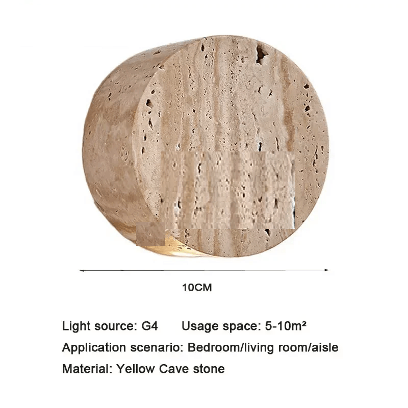 Natural Yellow Travertine LED Wall Lamp WabiSabi Bedroom Light For Bedside Living Room Hallway Sta 4
