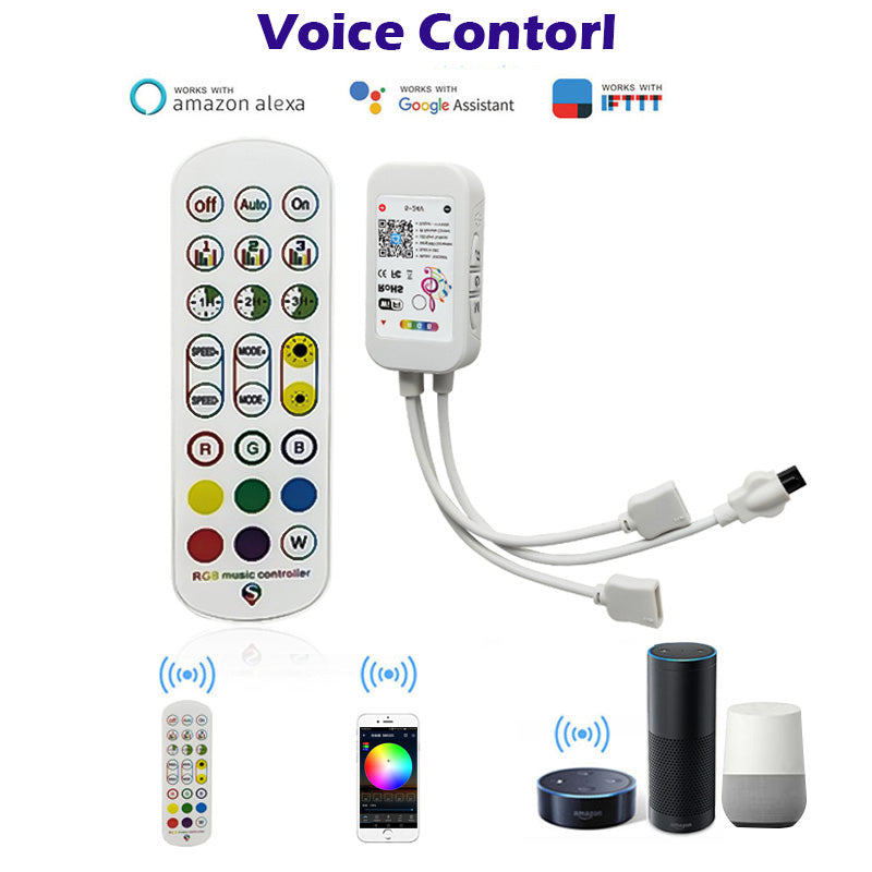Smart WiFi & Bluetooth RGB LED Controller 12V 4 Pin, Tuya App, Music Sync, DC 5-24V for Smart Home Lighting