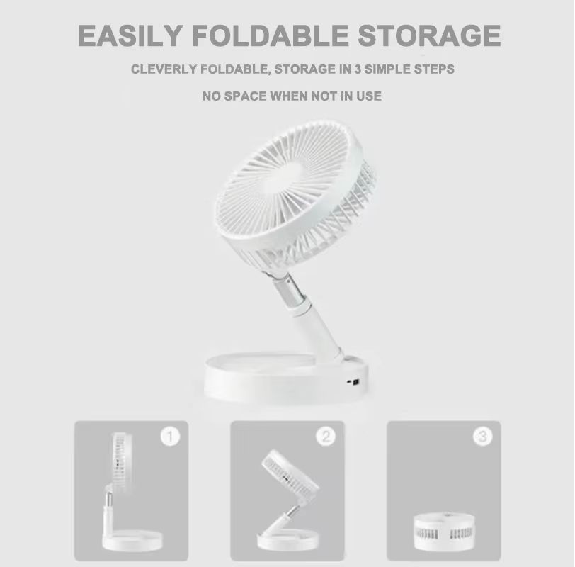 Portable USB Rechargeable Folding Fan Telescopic Quiet And Long Battery Life For Camping Fishing H 5