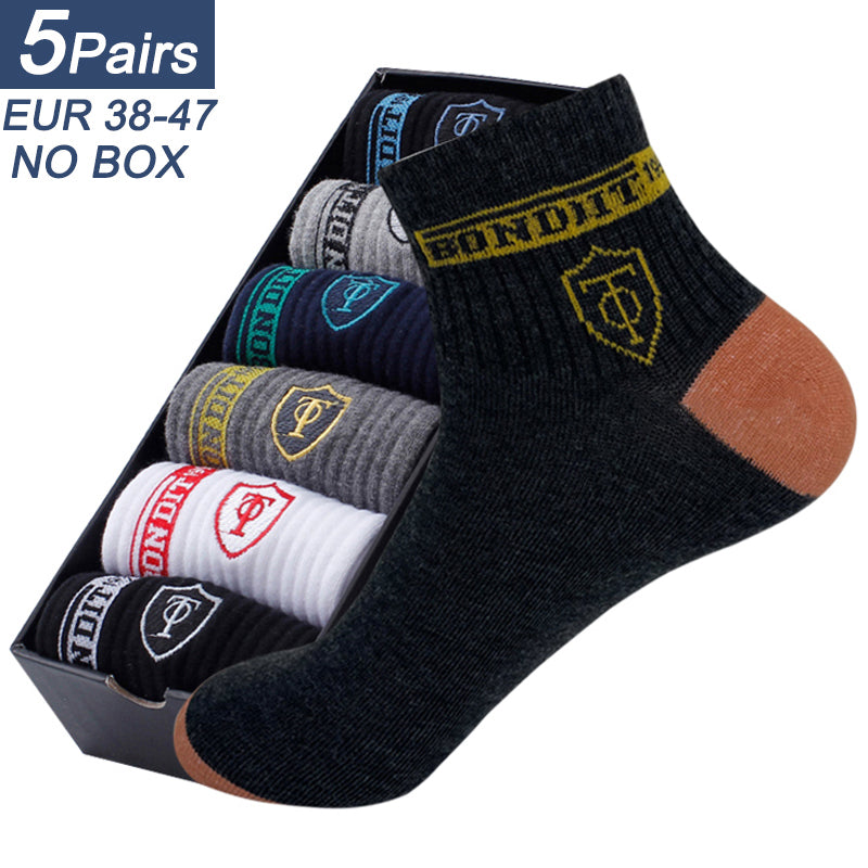 5 Pairs Men's Sports Socks, Spring & Fall Thin Athletic Socks, Breathable, Sweat-Absorbent for Basketball, Running