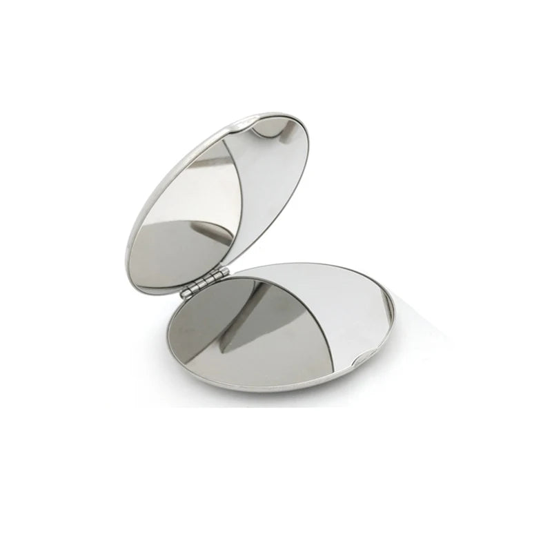 Stainless Steel Portable Women Makeup Mirror Hand Pocket FoldedSide Cosmetic Small Travel Compact M 7