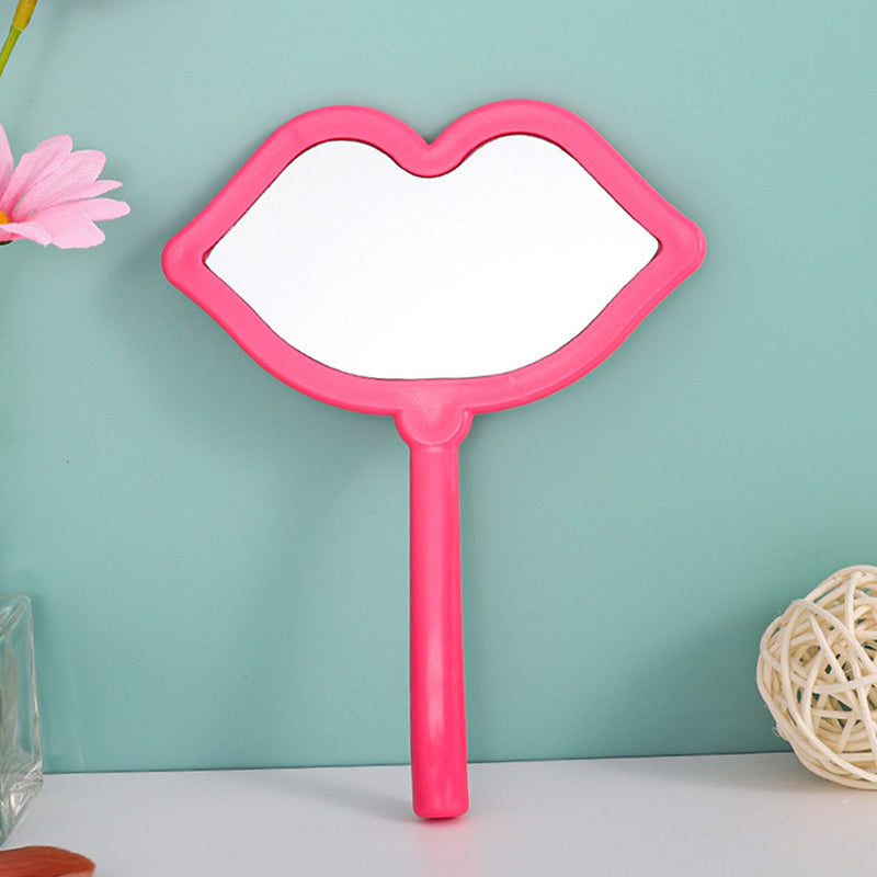 Custom Portable Square Lip Handheld Mirror Pink White Red, Cute Small Makeup Mirror for Daily Cosmetic Use, Travel