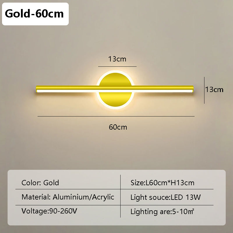 Modern Minimalist LED Wall Lamp, Black & Gold Mirror Light for Bathroom, Toilet & Home Decor, Long Strip Fixture
