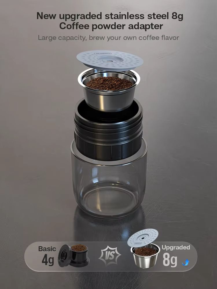 HiBREW Portable Espresso Coffee Maker 12V Car And Home Machine For Capsules Ground Coffee 5
