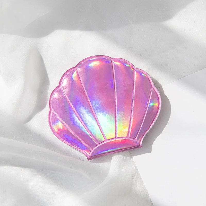 Portable Color Shell Shape Makeup Mirror Double Sided Magnifying Mirror Travel Beauty Cosmetic Tool 10