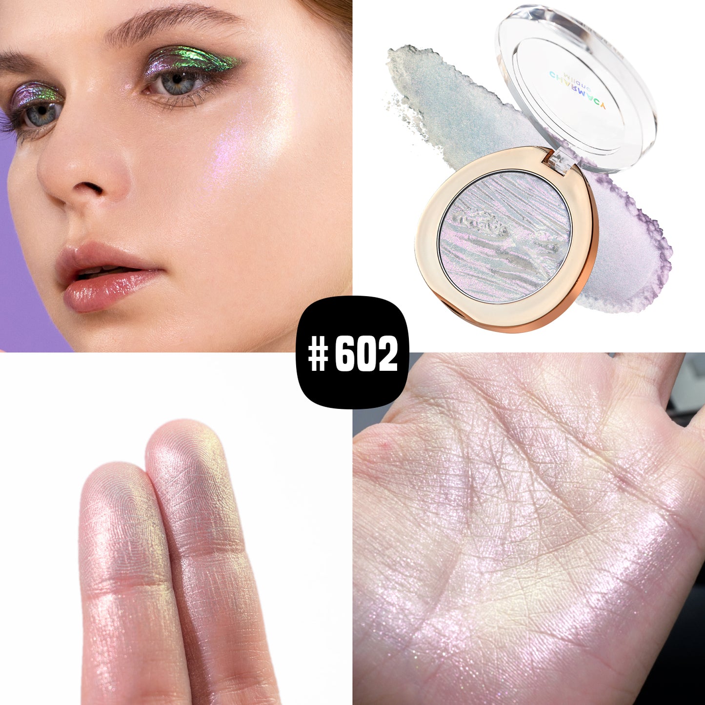 Duochrome Highlighter Pigment, Glitter Long-lasting Multichrome, Professional Makeup Cosmetic for Women