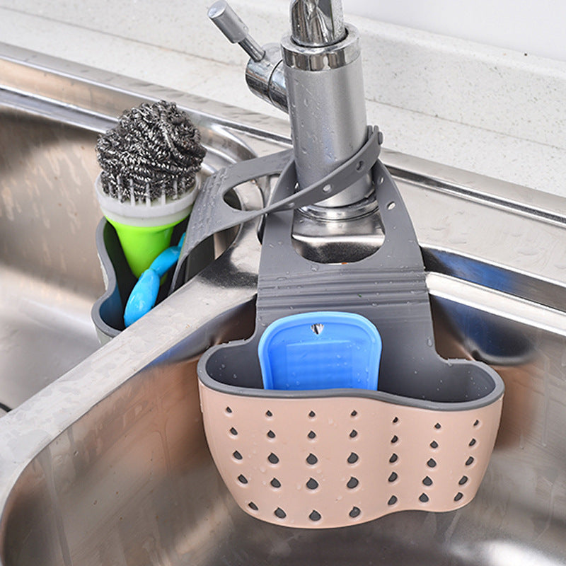 Multi-functional Double-layer Sink Hanging Bag Faucet Sponge Holder Basket Kitchen Rack & Storage Sink Accessories