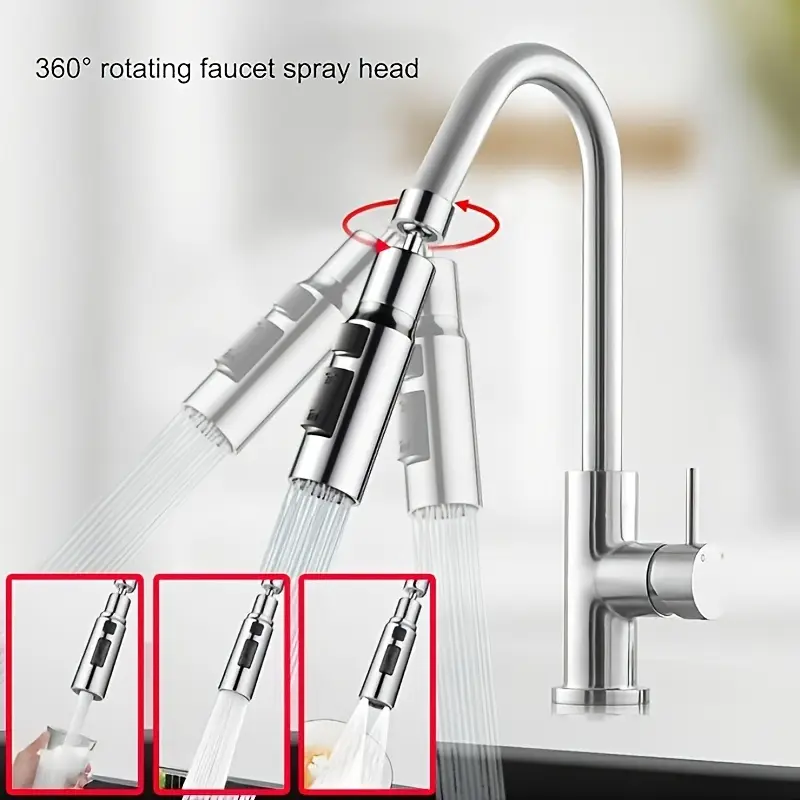 Universal Swivel Extension Faucet with Kitchen Waterfall Three-Mode Splash-Proof Nozzle, Multi-Function Sink Tap