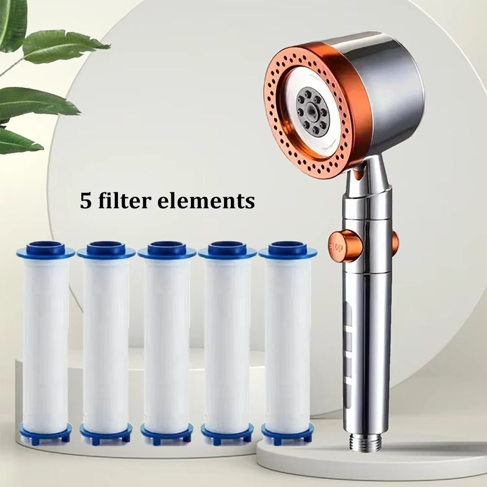 High Pressure WaterSaving Shower Head With Filter And 5 Spray Modes Handheld With OneButton Stop 20