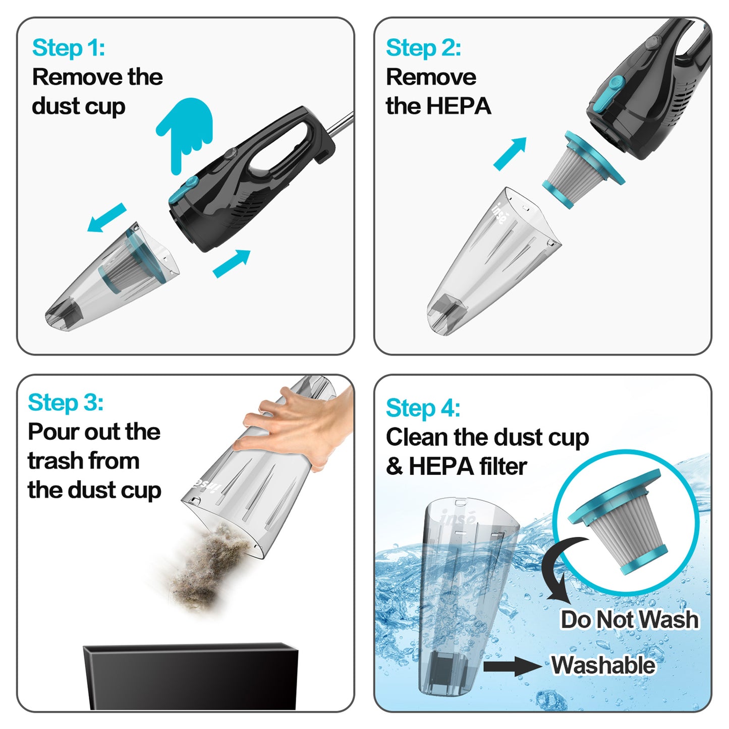 INSE R3S Corded Vacuum Cleaner 16Kpa Powerful Suction 6M Long Cord For Car Hard Floor Cleaning 4