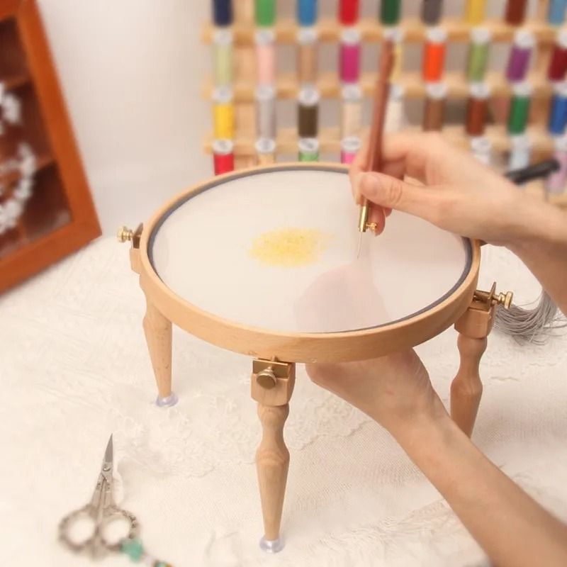 Adjustable Wooden Embroidery Hoop Stand Set Portable Cross Stitch Frame 4