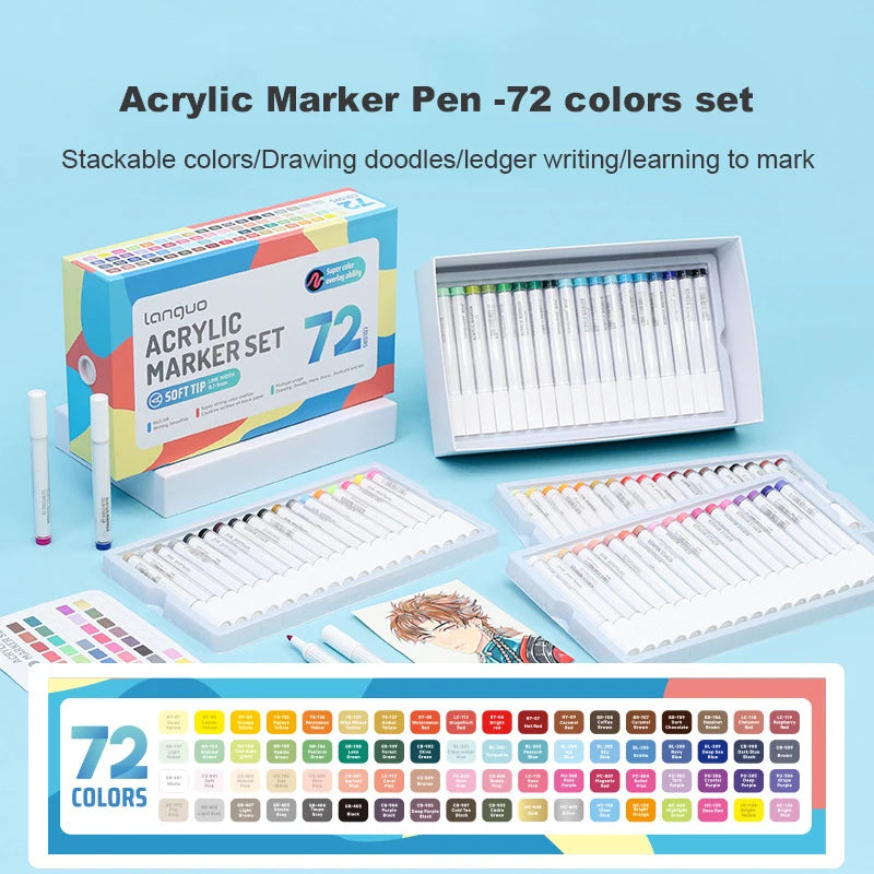 Soft Brush Tip Acrylic Marker Set, Paint Pens for Stone Wood Canvas, Ideal DIY Crafts and Christmas Gift