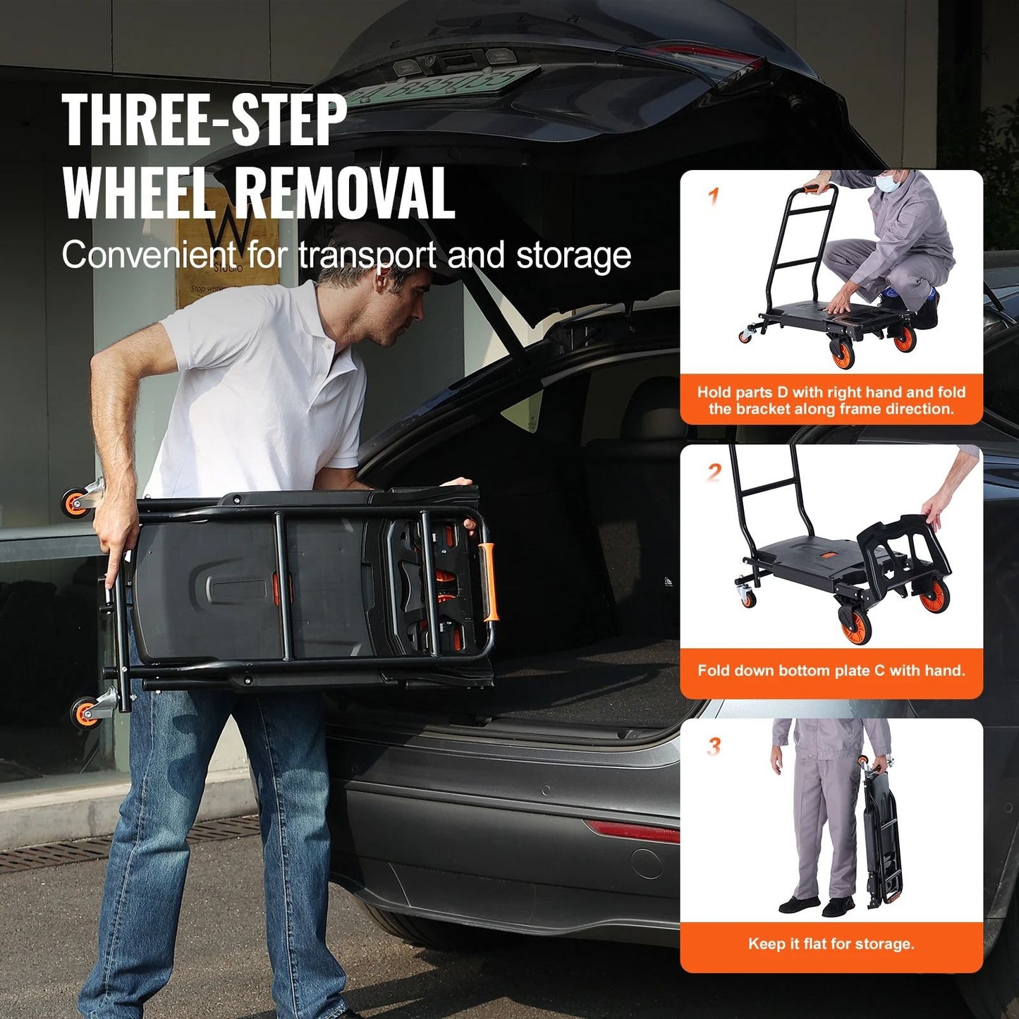 Folding Aluminum Hand Truck Platform Cart For Heavy Duty Moving 5