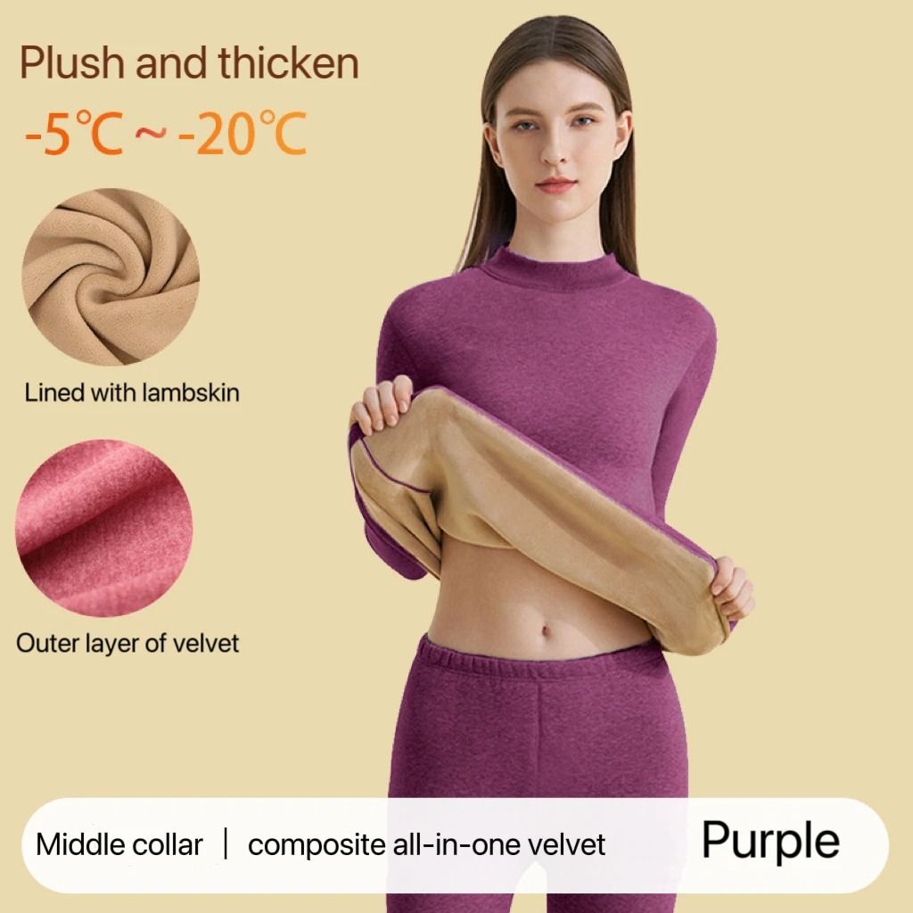 Womens Ultra Thick Thermal Underwear Set Seamless Long Sleeve Winter Clothing 9