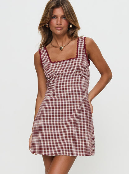 Dasha Mini Dress Red Check Petite