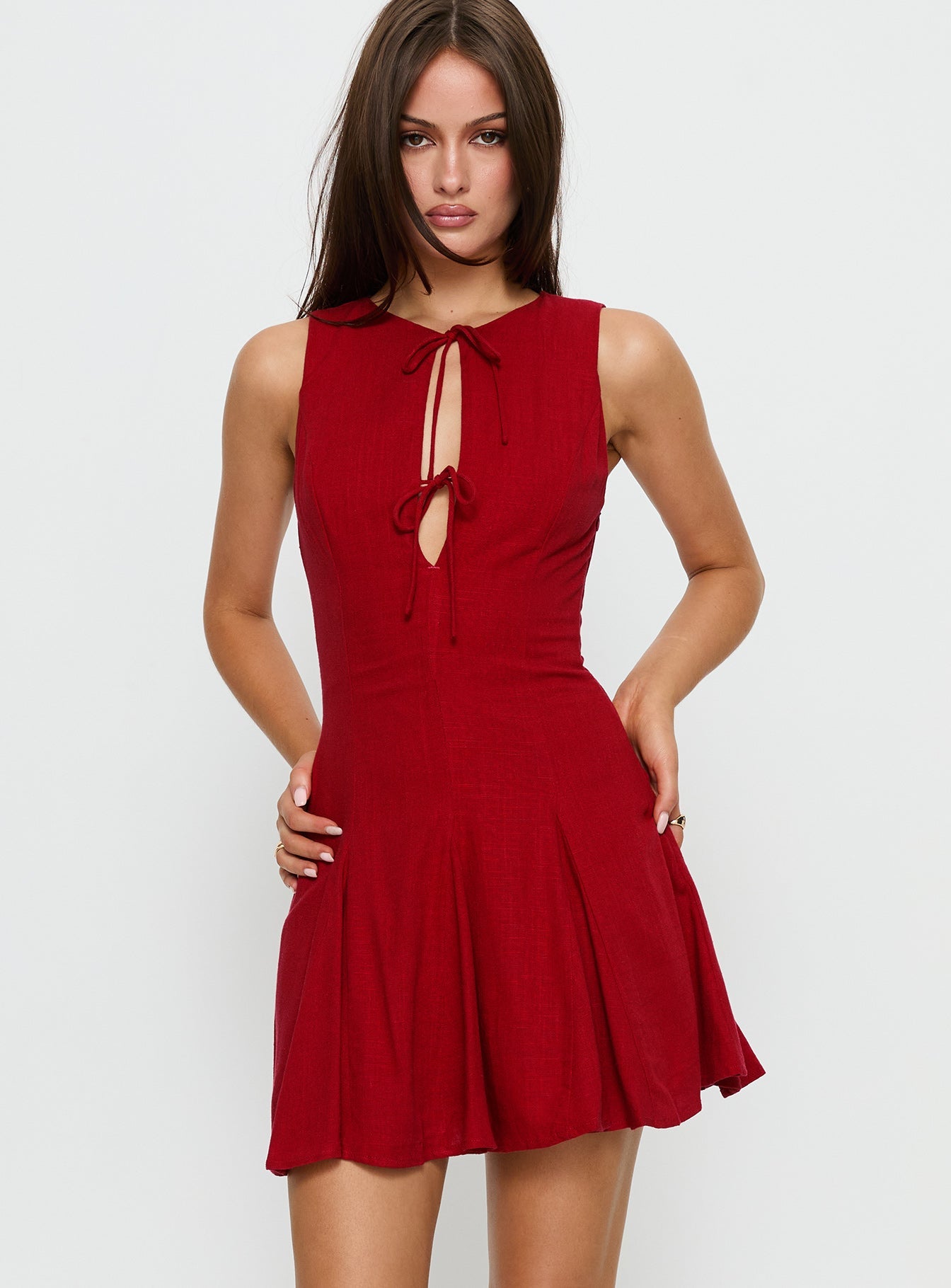 Aeryn Tie Front Mini Dress Red