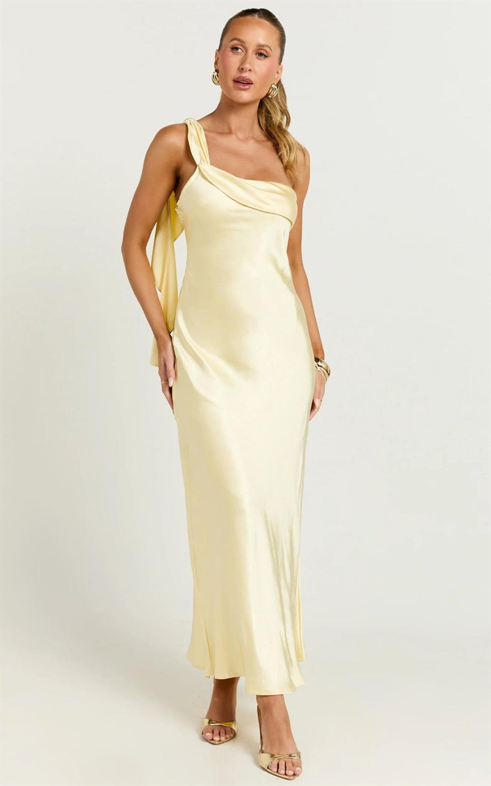 Blaine Maxi Dress Butter Yellow Satin Slip Dress