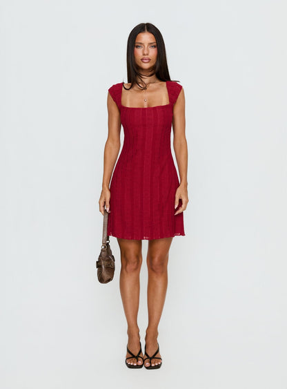 Kirrisen Textured Mini Dress Red