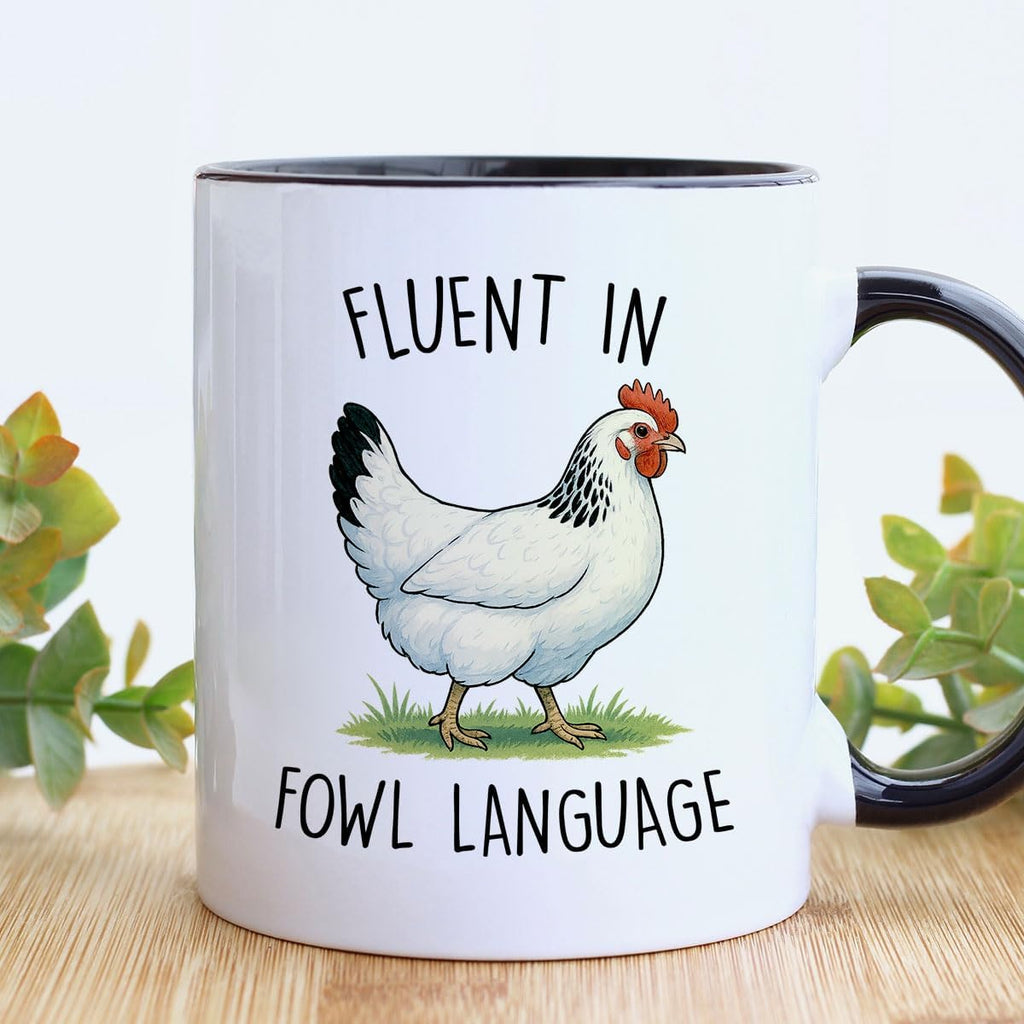 Chicken Gifts For Men, Women - Fluent In Fowl Language Coffee Mug – Funny Chickens Cups For Friend, Farmer, Chicken Lover - Unique Chickens Gifts For Christmas, Birthday, Mothers Day Present