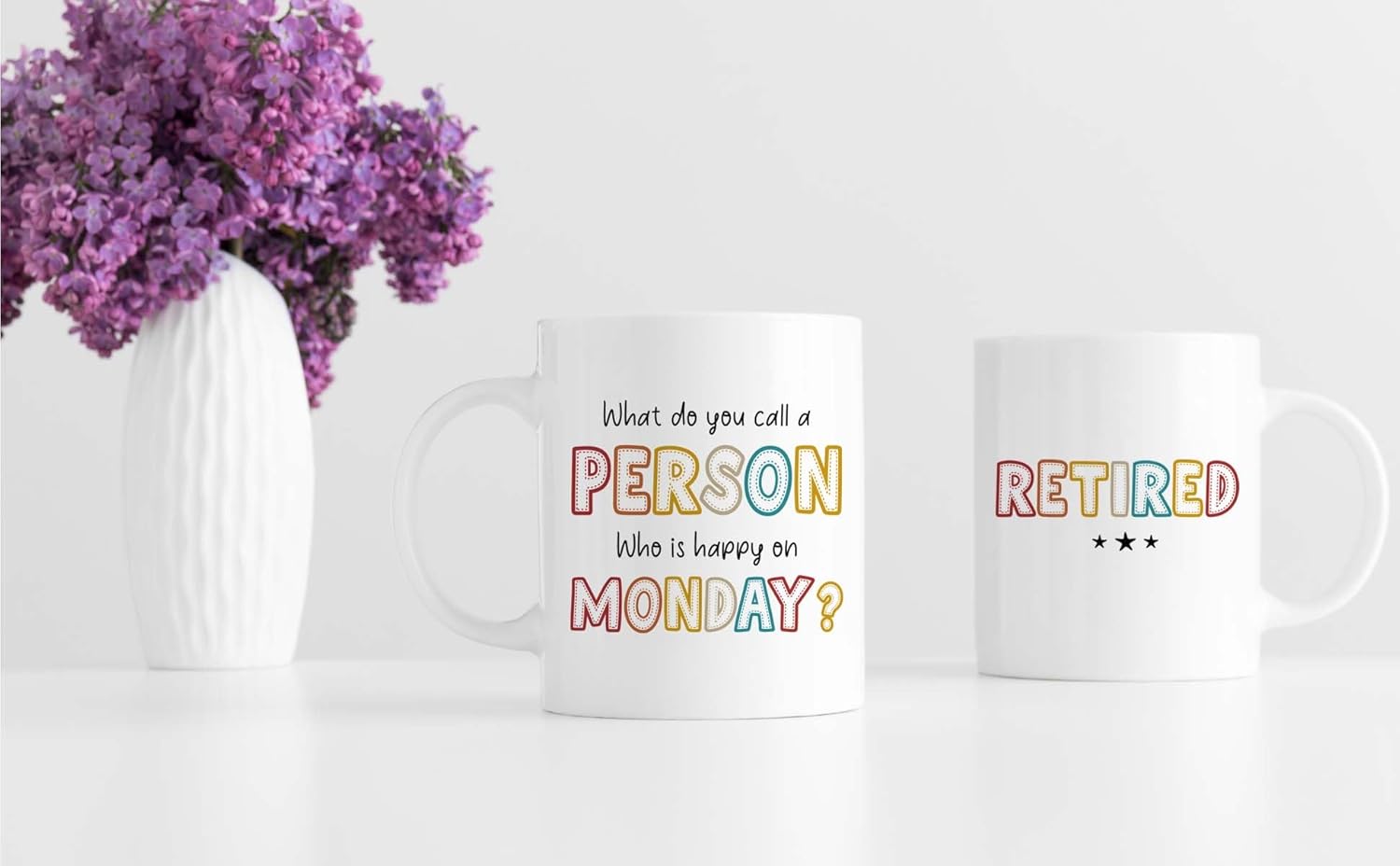 FUNITZ Retirement Gifts For Women Men, Who Is Happy On Monday, Happy Retirement Mug 11 Oz Coffee Mug, Retired Gifts Birthday Gift Christmas Presents for Coworkers Nurse Teacher Boss Grandma Mom