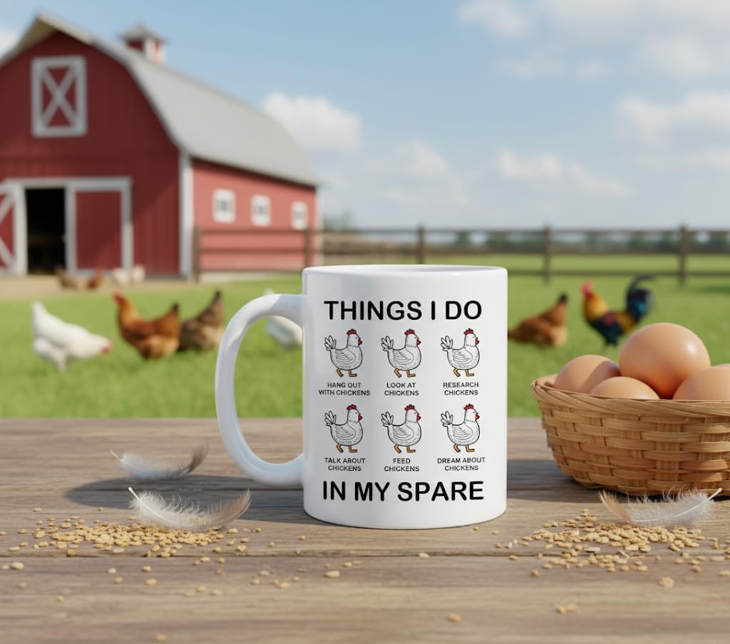 Chicken Gifts For Men, Women - Thing I Do In My Spare Time Coffee Mug – Funny Chickens Cups For Friend, Farmer, Chicken Lover - Unique Chickens Gifts For Christmas, Birthday, Mothers Day