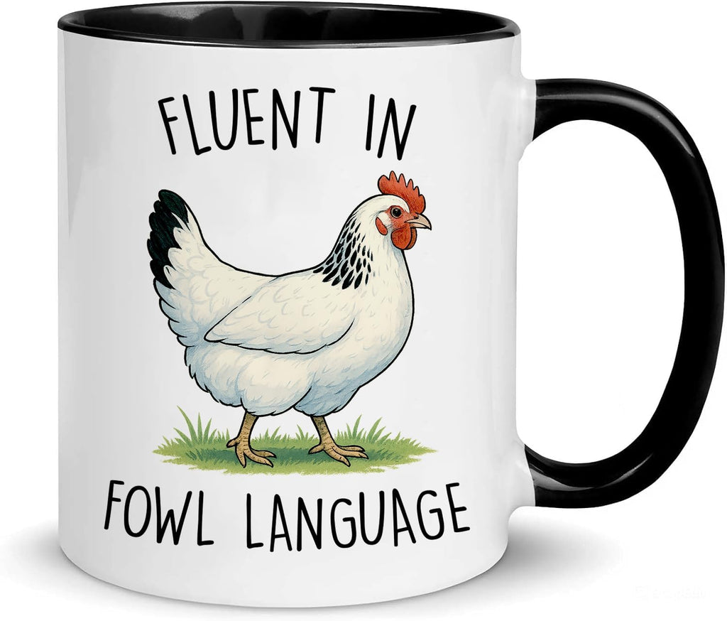 Chicken Gifts For Men, Women - Fluent In Fowl Language Coffee Mug – Funny Chickens Cups For Friend, Farmer, Chicken Lover - Unique Chickens Gifts For Christmas, Birthday, Mothers Day Present