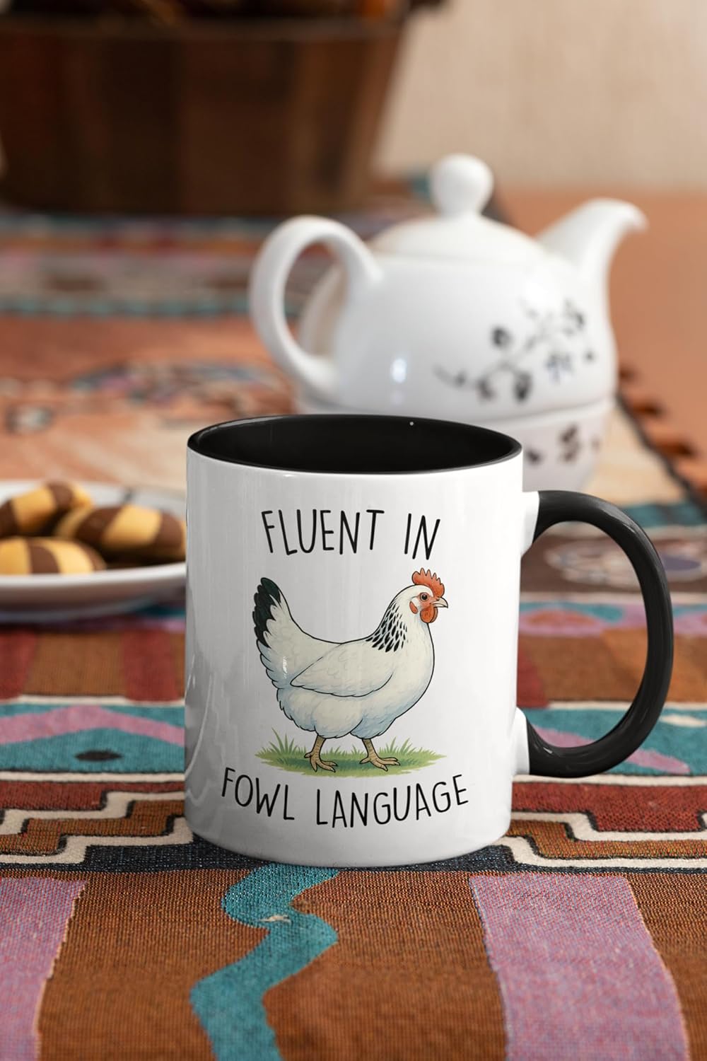 Chicken Gifts For Men, Women - Fluent In Fowl Language Coffee Mug – Funny Chickens Cups For Friend, Farmer, Chicken Lover - Unique Chickens Gifts For Christmas, Birthday, Mothers Day Present
