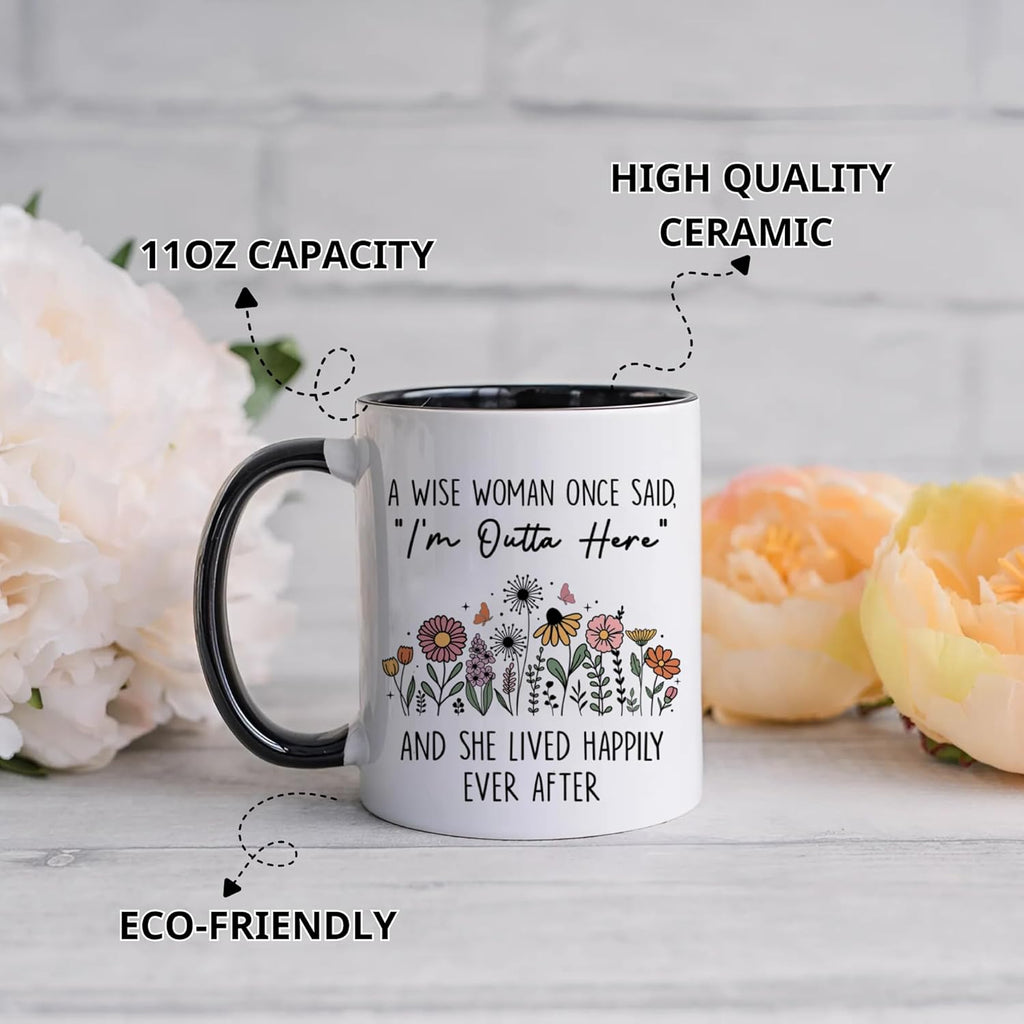 FUNITZ Retirement Gifts For Women 2026 Cup, Retired Mug, A Wise Woman Once Said Im Outta Here Coffee Mug, Retired Gifts Birthday Gift Christmas Presents for Female Mom Grandma Teacher Nurse Coworkers